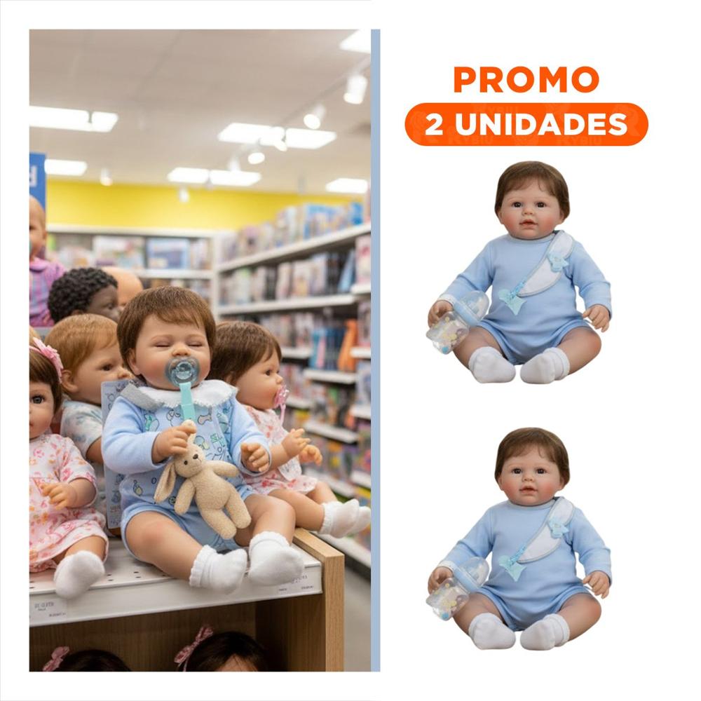 Pack2 Juguete de Coleccion 60cm con pijama y babero Celeste de Color Lindo Real