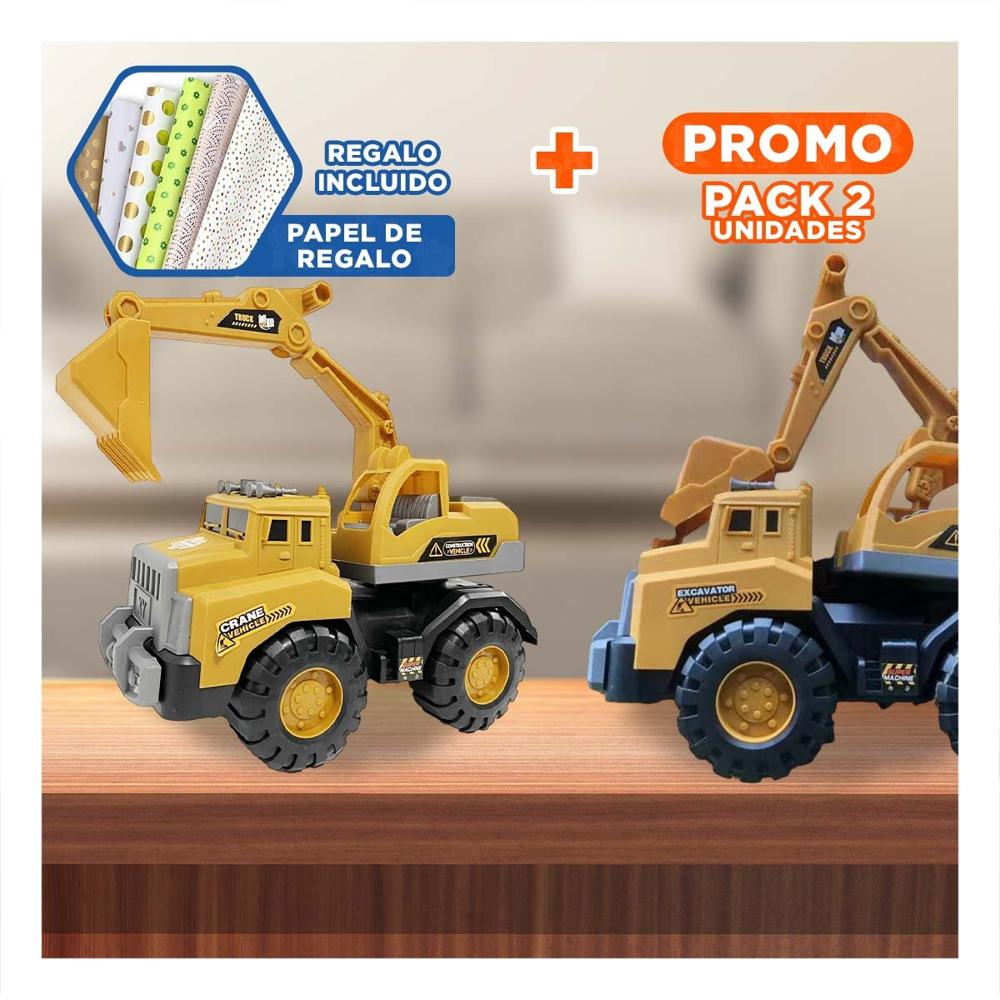 Pack2 Unidad Excavadora Brazo Largo Posterior 23x35cm Amarillo para Ninos Y+Papel Regalo