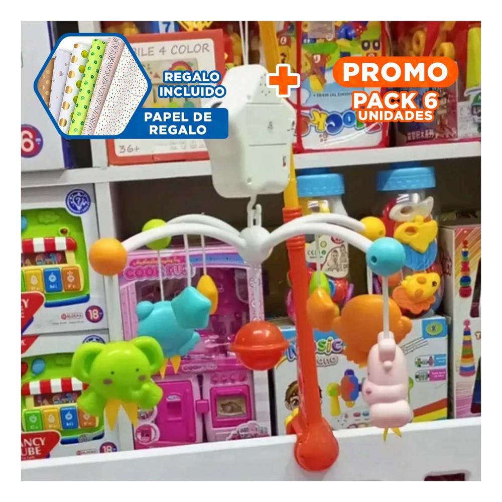 Pack6 Colgante con Sonidos para Cuna de Bebes y Luz Ambiental Y+Papel Regalo