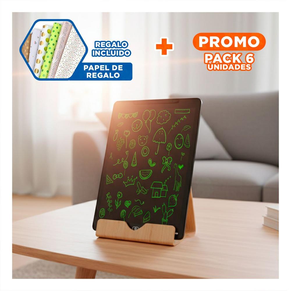 Pack6 Zona Digital de Dibujo y Escritura 20 Pulgadas Negro para Ninos Y+Papel Regalo