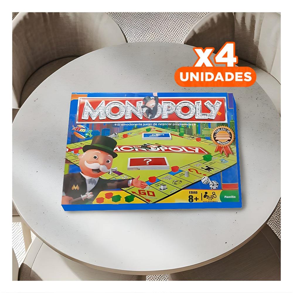 Pack4 Mesa Monopolio de Mesa con Tablero de Madera Multicolor Decorativo