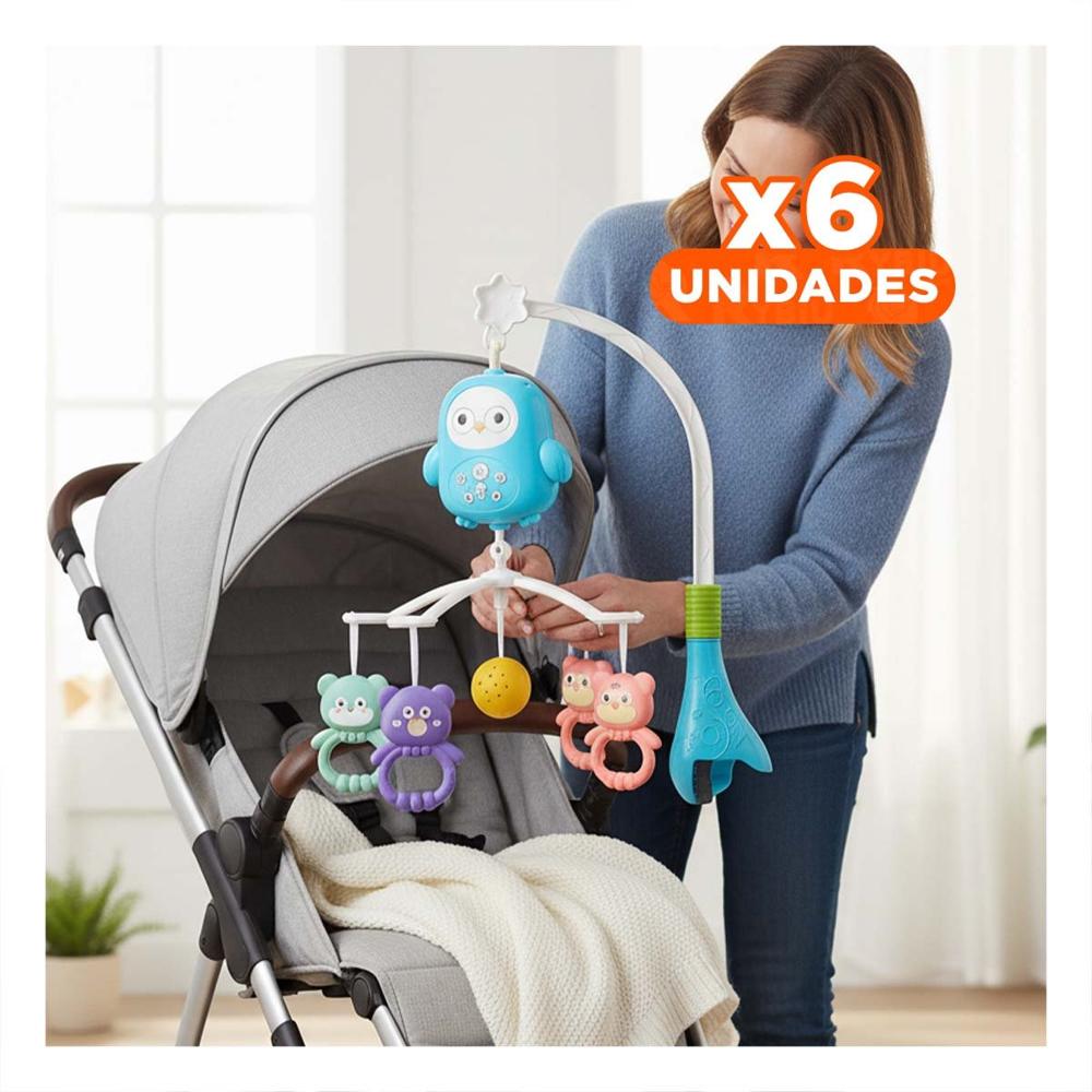 Pack6 Estructura Para Cochecito Con Juguetes Colgantes De Animales Para Juego Y+Regalo Sticker
