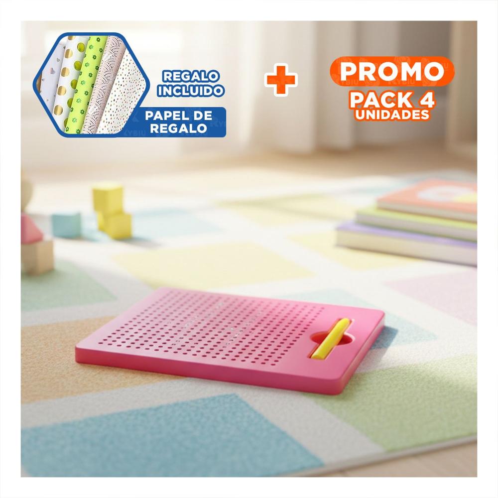 Pack4 Base Rosada Magnetica para Espacios de Trabajo en Oficina Hogar Y+Papel Regalo