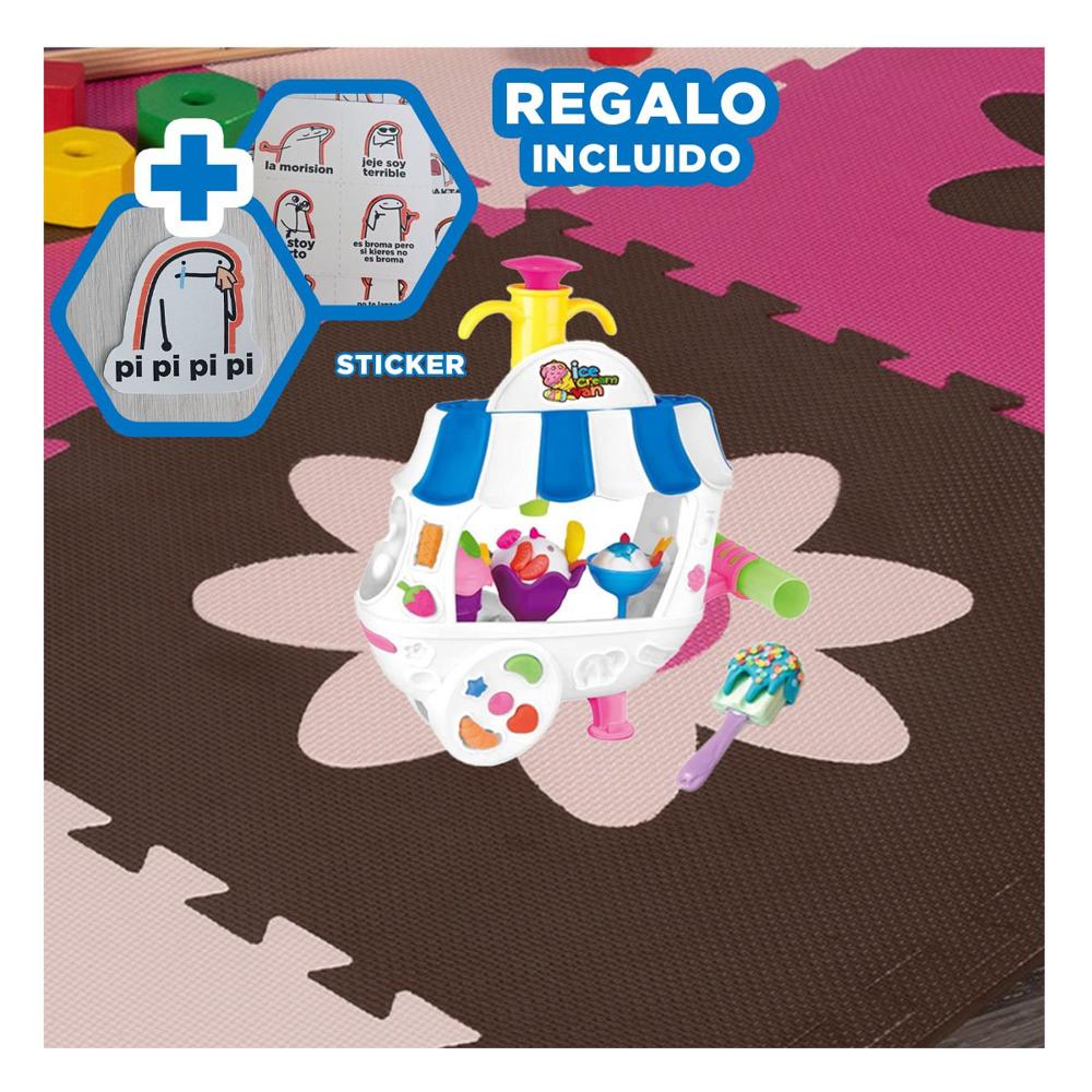 Unidad Movil de Helados de Juguete con Plastilina Azul y blanco Y+Regalo Sticker