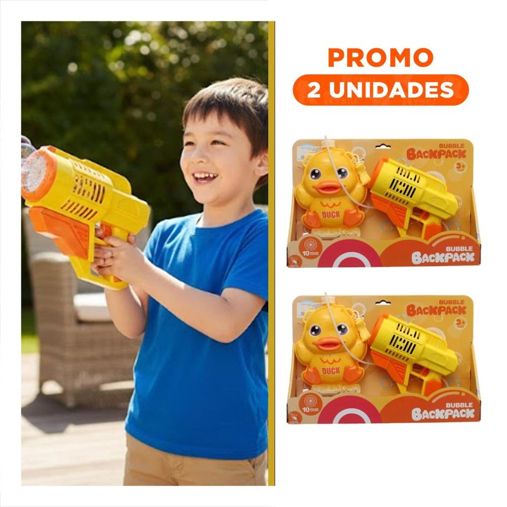Pack2 Utilidad de Burbujas con Mochila Portatil Pato Amarillo para Juegos al Aire Libre