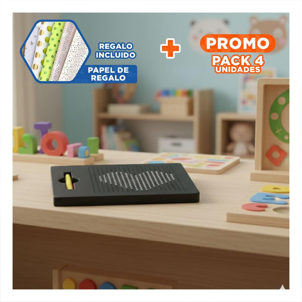Pack4 Espacio de Organizacion Magnetico Negro para Estudio Y+Papel Regalo