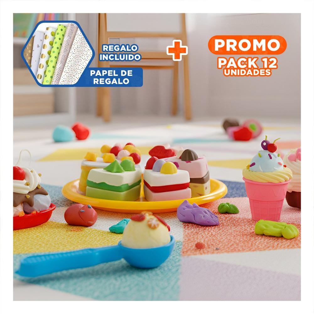 Pack12 Set Creativo de Cupcakes con Plastilina Multicolor para Cocina Y+Papel Regalo