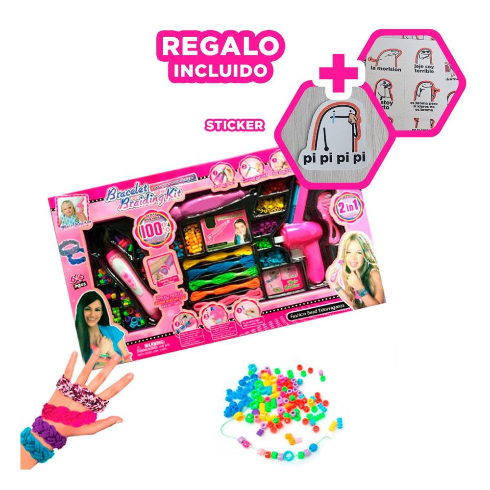 Set de manualidades para cabello con cuentas de colores y organizador incluido Y+Regalo Sticker