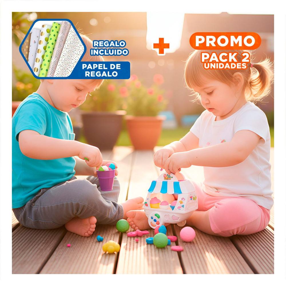 Pack2 Transporte Infantil de Helados con Plastilina Azul y blanco para Juego Y+Papel Regalo