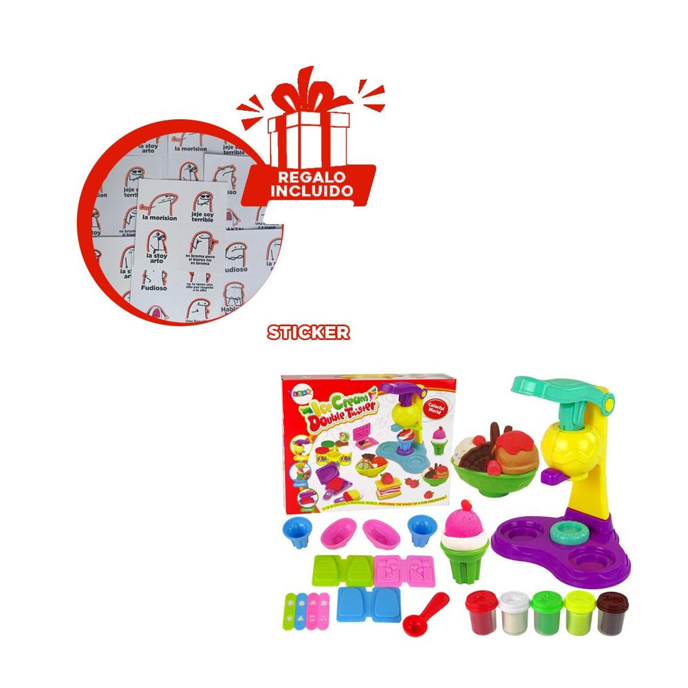 Combo con Maquina de Helado Multicolor para Juego Manual Y+Regalo Sticker