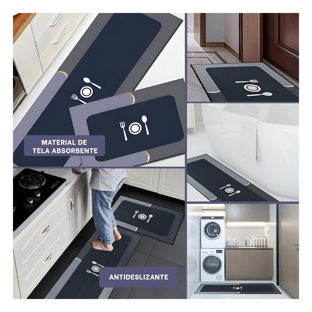 Alfombra de Piso con Funcion Antideslizante para Cocina y Ambientes del Hogar Azul