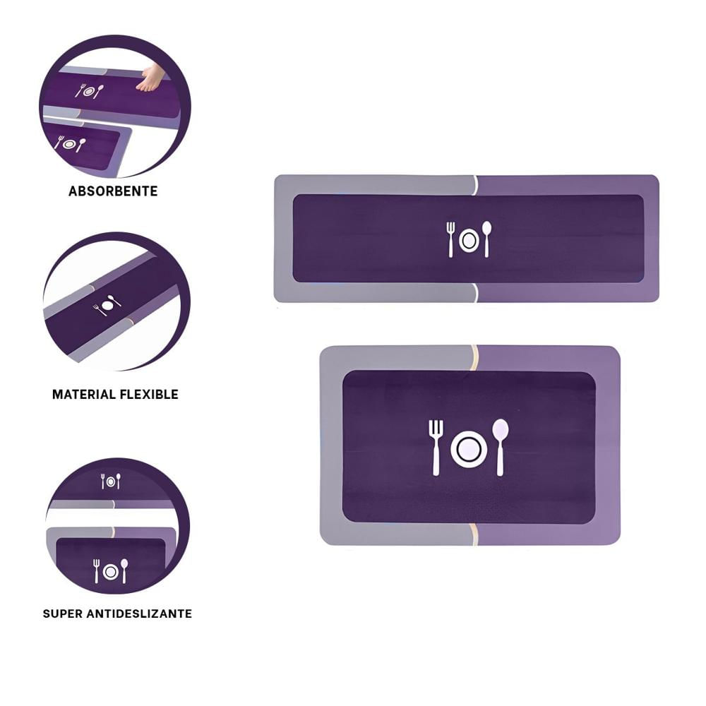 Alfombrilla de Piso Antideslizante para Cocina y Espacios del Hogar Morado Y+Ligas Regalo