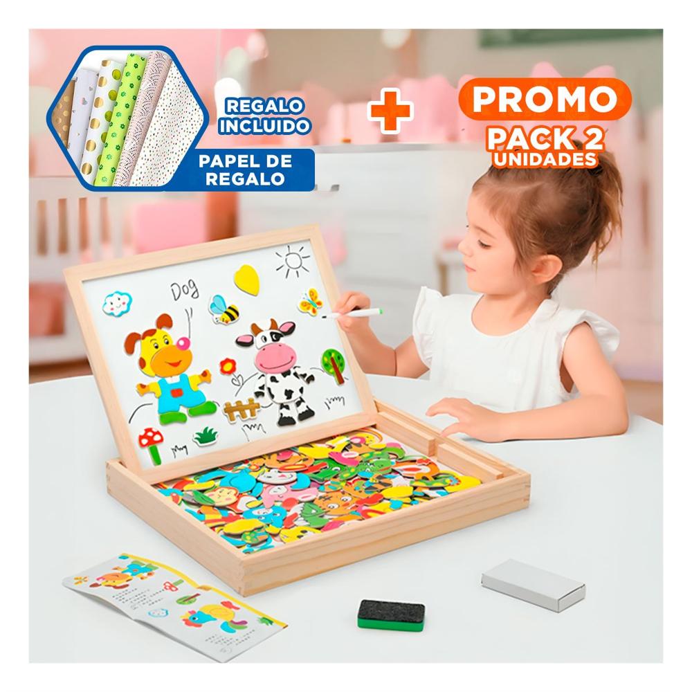 Pack2 Material Magnetico de Animales Educativo 2 en 1 Multicolor Y+Papel Regalo