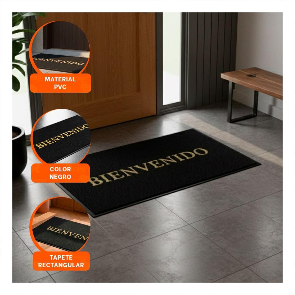 Cobertor Rectangular Bienvenido Negro para Entrada y Espacios Comunes Y+Post It