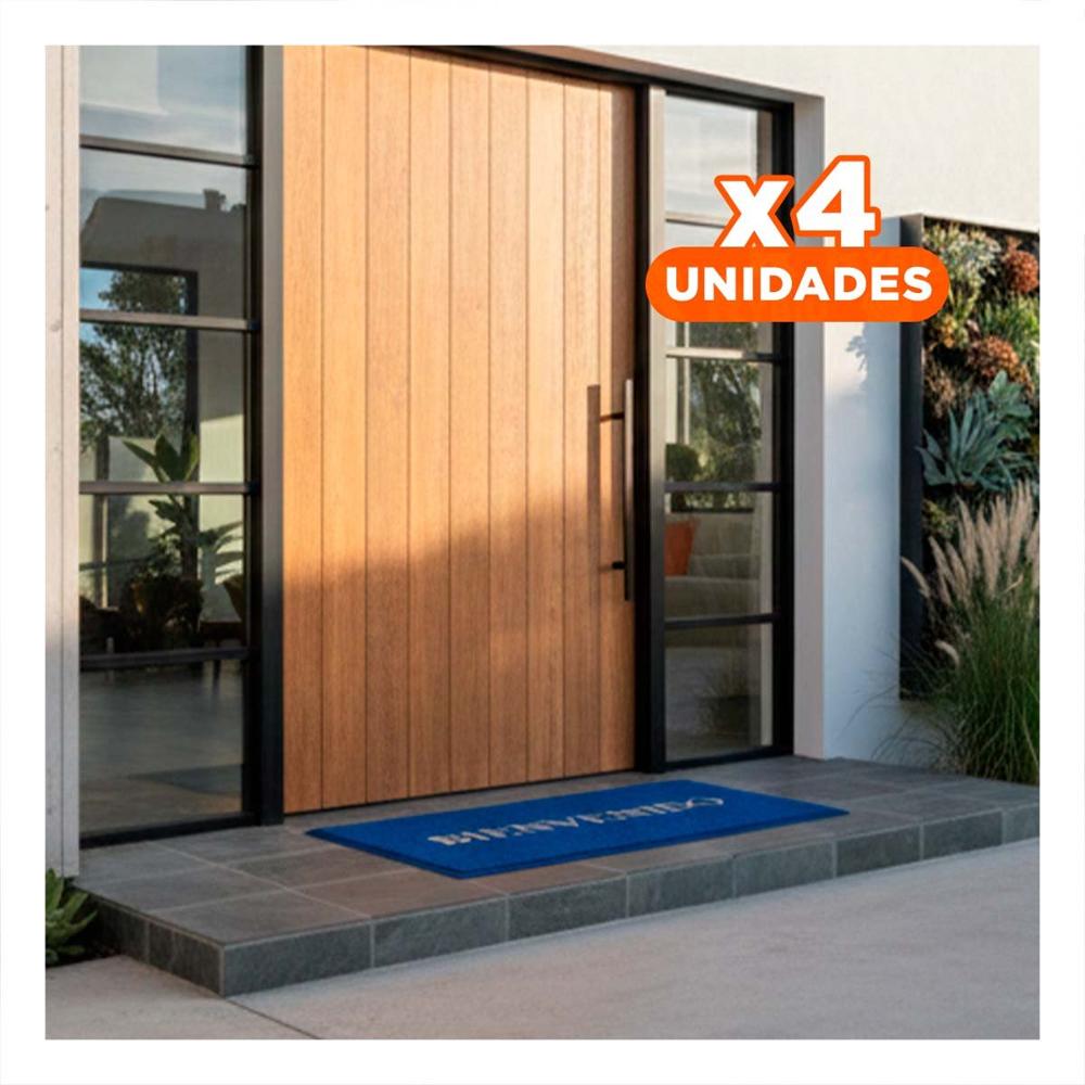 Pack4 Alfombra Rectangular Bienvenido Negro Moderna y Comoda para Recibidores Y+Papel Regalo