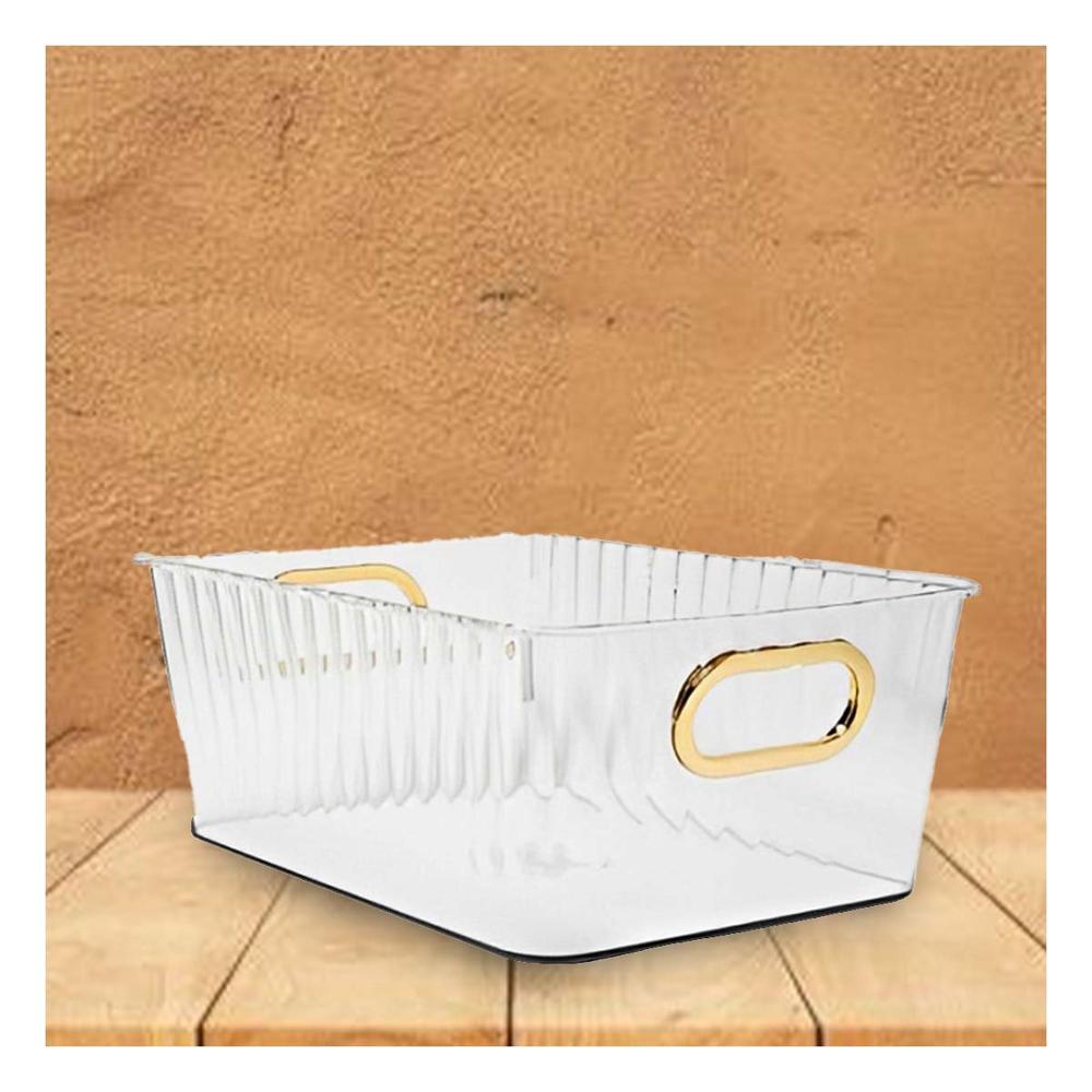 Bandejita Transparente de Acrilico Rectangular con Tapa y Asas Doradas Facil de Usar Y+Post It