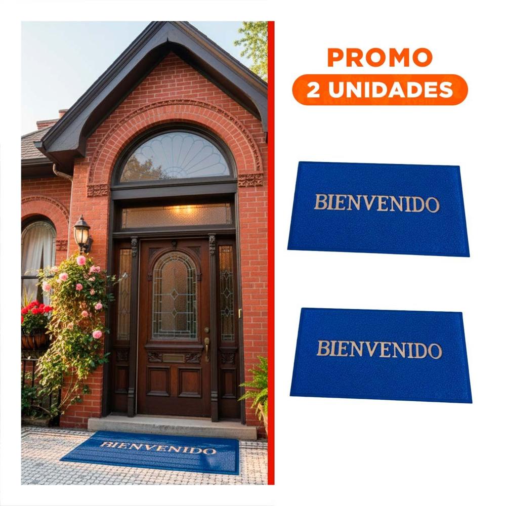 Pack2 Felpudo Rectangular Bienvenido Negro Duradero y Decorativo para la Entrada