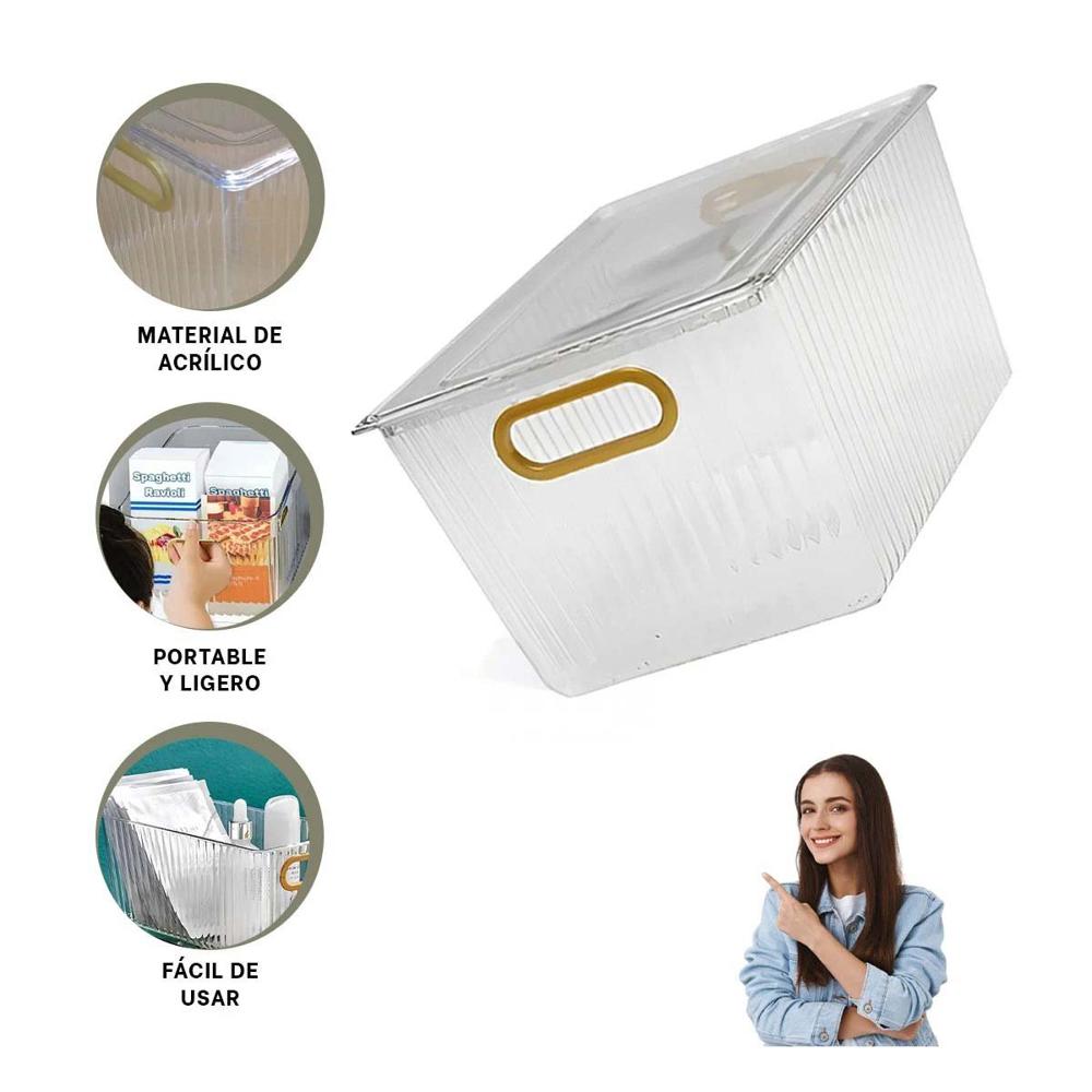 Bandejita Elegante de Acrilico Rectangular con Tapa y Asas Doradas Para Sala Y+Ligas Regalo