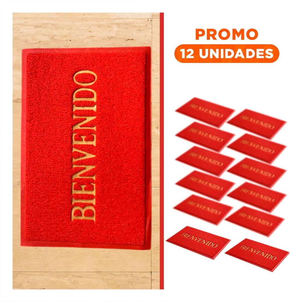 Pack12 Estera Rectangular Bienvenido Rojo para Decorar Entrada y Cocina Y+Regalo Sticker