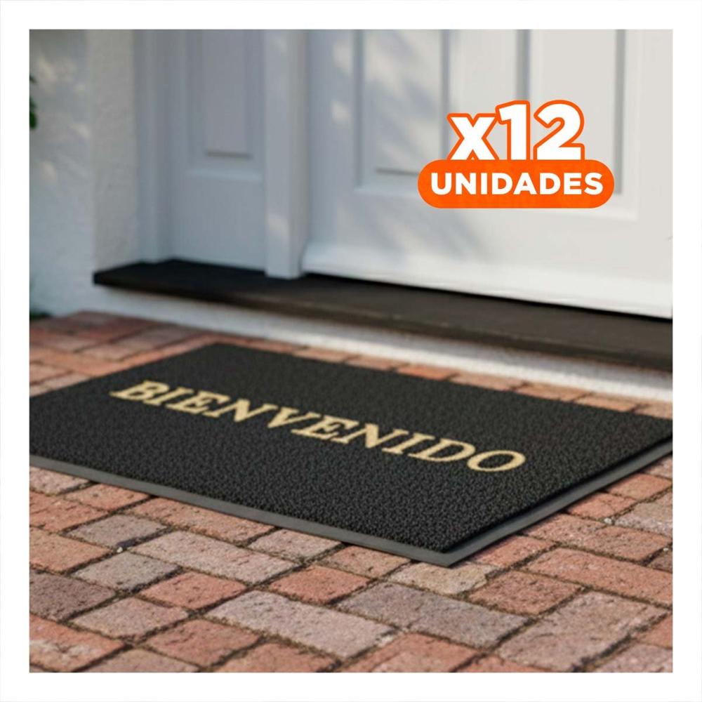 Pack12 Felpudo Rectangular Bienvenido Plomo para Entrada y Zona de Bienvenida