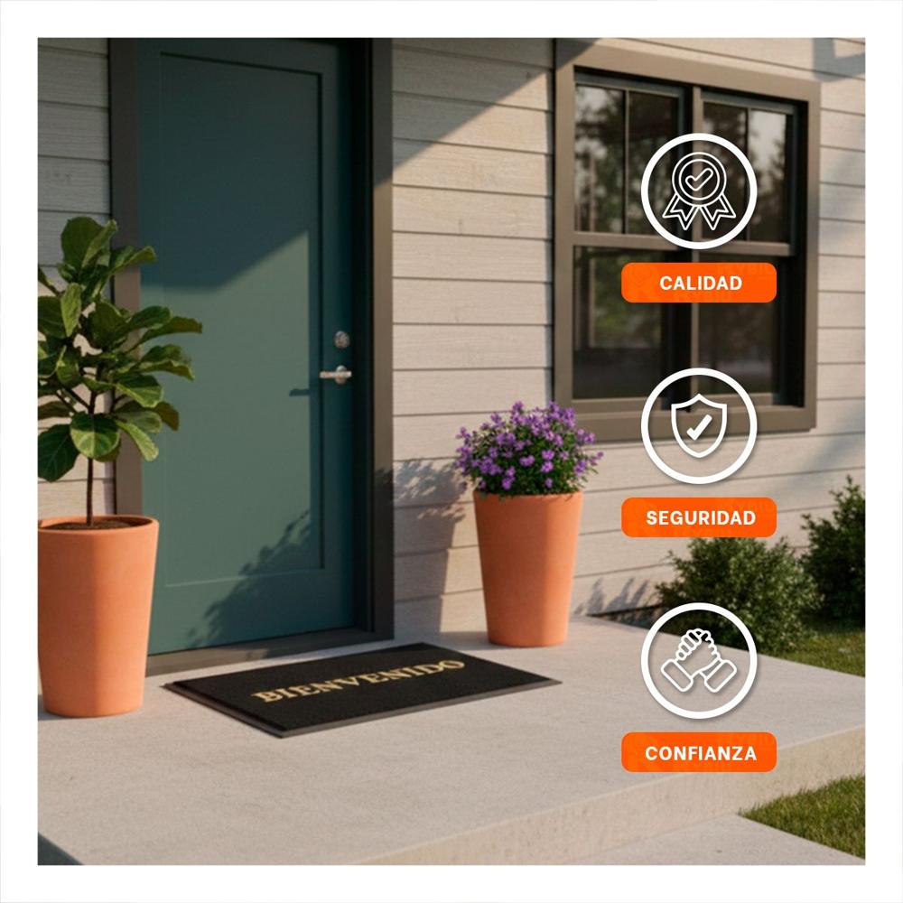 Felpudo Rectangular Bienvenido Negro para Acceso Principal y Cocina Y+Papel Regalo