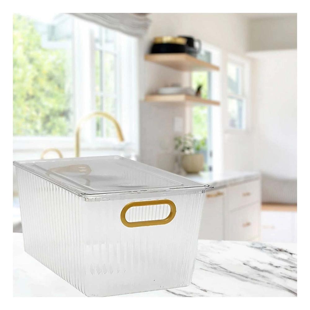 Bandejita Decorativa de Acrilico Rectangular con Tapa y Asas Doradas Para Mesa Y+Papel Regalo