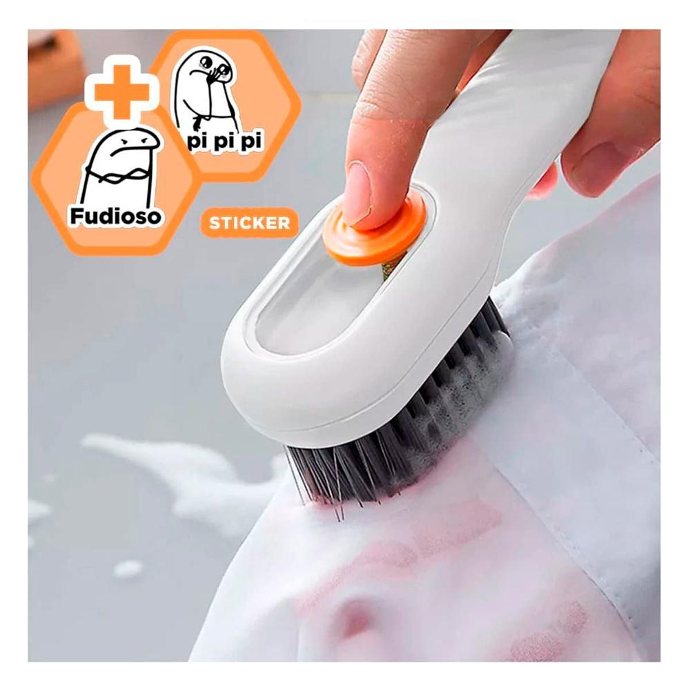 Brocha con Dispensador Multifuncional Practica para Fregar Utensilios Blanco Y+Regalo Sticker