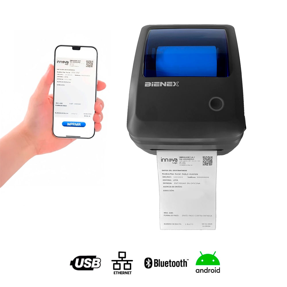 Impresora térmica de etiquetas código de barras Bluetooth Ethernet LAN USB 110MM