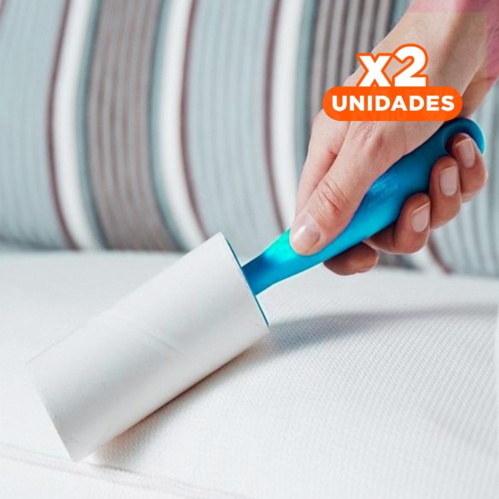 Pack2 Dispositivo Quita Pelusa en Rodillo Adhesivo para Telas Celeste Y+Regalo Sticker