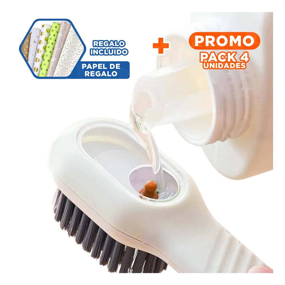 Pack4 Brocha Dispensadora Multifuncional Resistente para Limpieza General Blanco Y+Papel Regalo