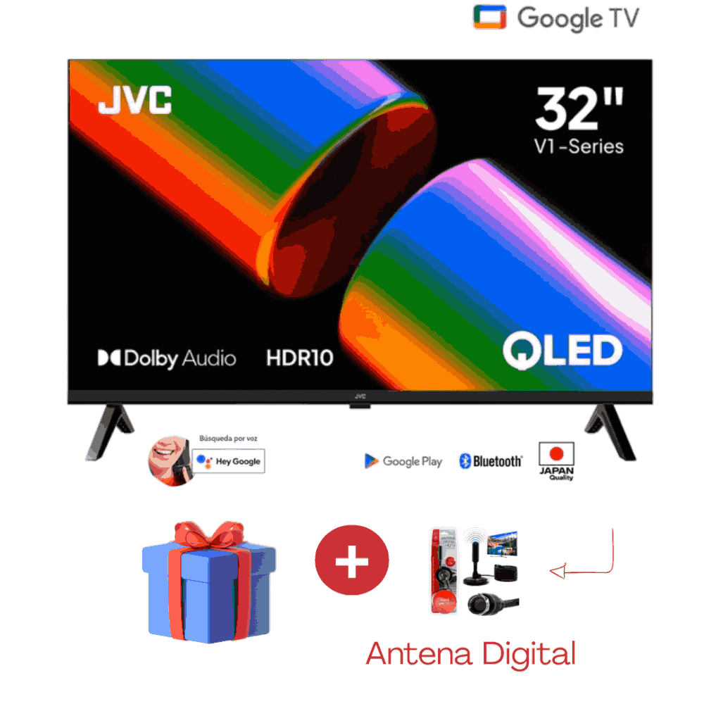 TELEVISOR JVC QLED 32 HD GOOGLE TV LT-32KM1584 cn Antena Digital