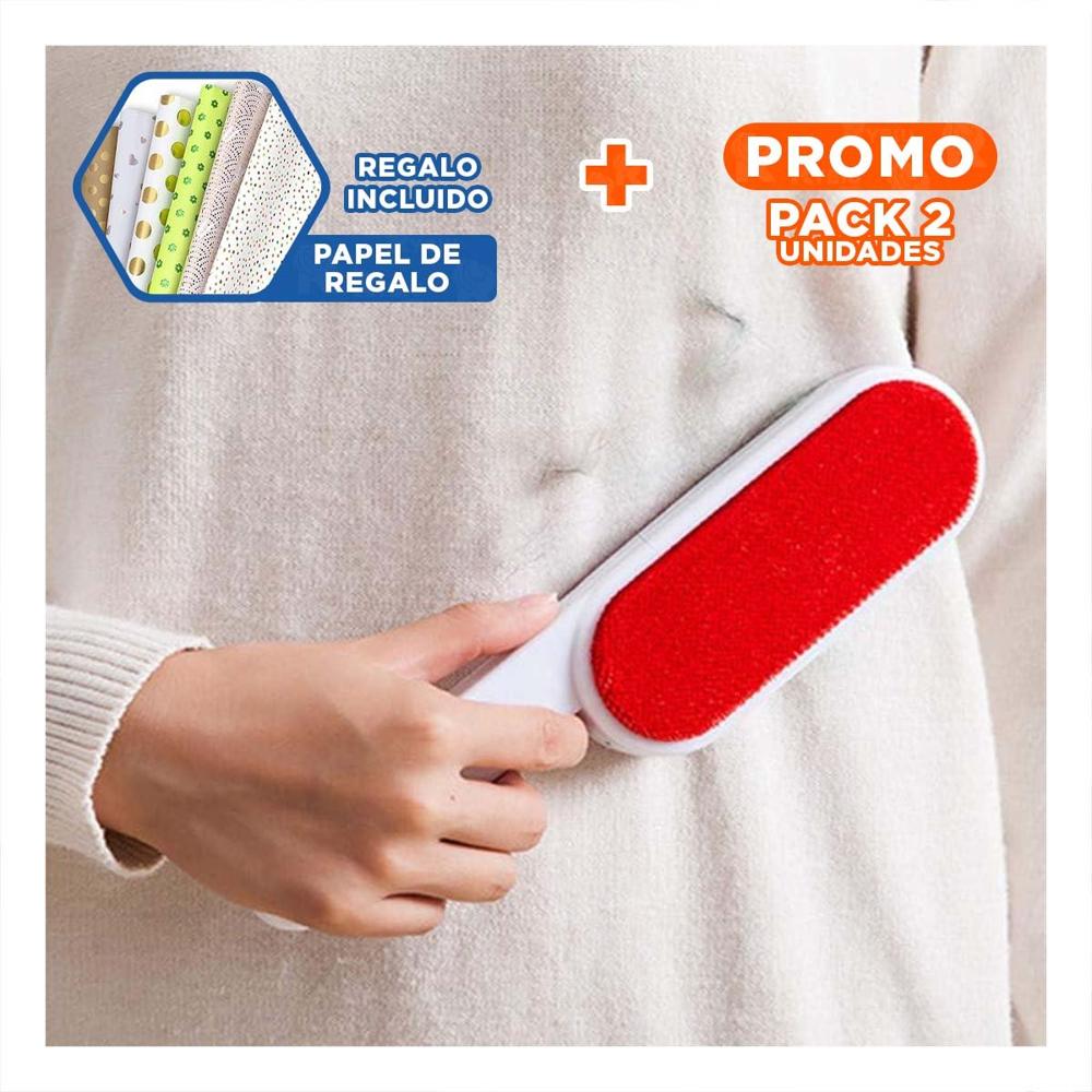 Pack2 Raspador Ropa Rojo y Blanco Retira Pelusa de Sofas y Muebles 21,5x5,5cm Y+Papel Regalo
