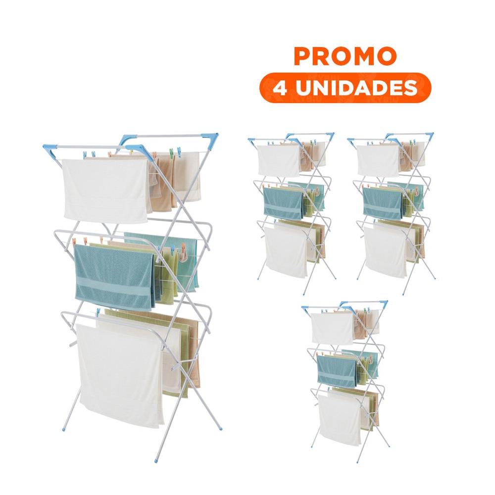 Pack4 Modulo de Ropa Plegable 3 Niveles Blanco Version V Resistente Extra Y+Regalo Sticker