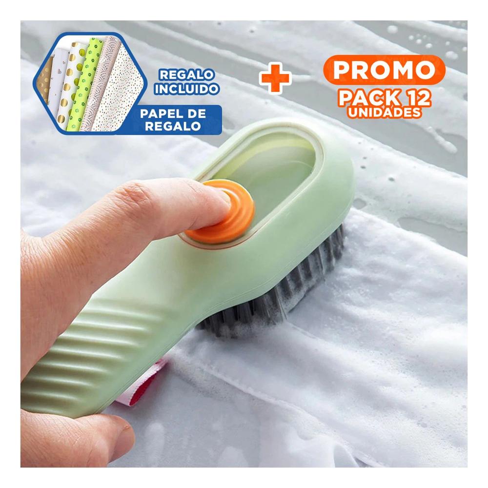 Pack12 Sistema de Limpieza con Cepillo Dispensador Multifuncional Compacto Verde Y+Papel Regalo