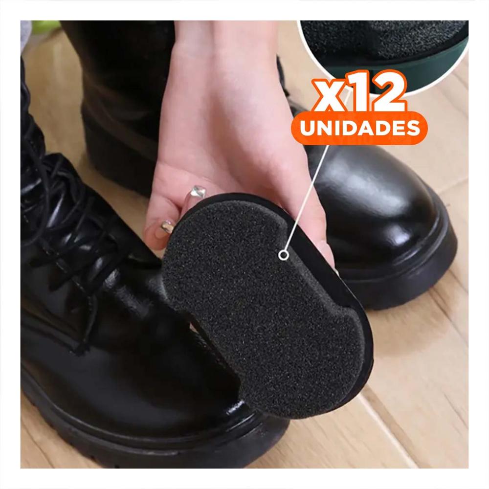 Pack12 Lustrador Profesional Negro 6,5x10,5cm para Calzado Limpio y Suave Y+Papel Regalo