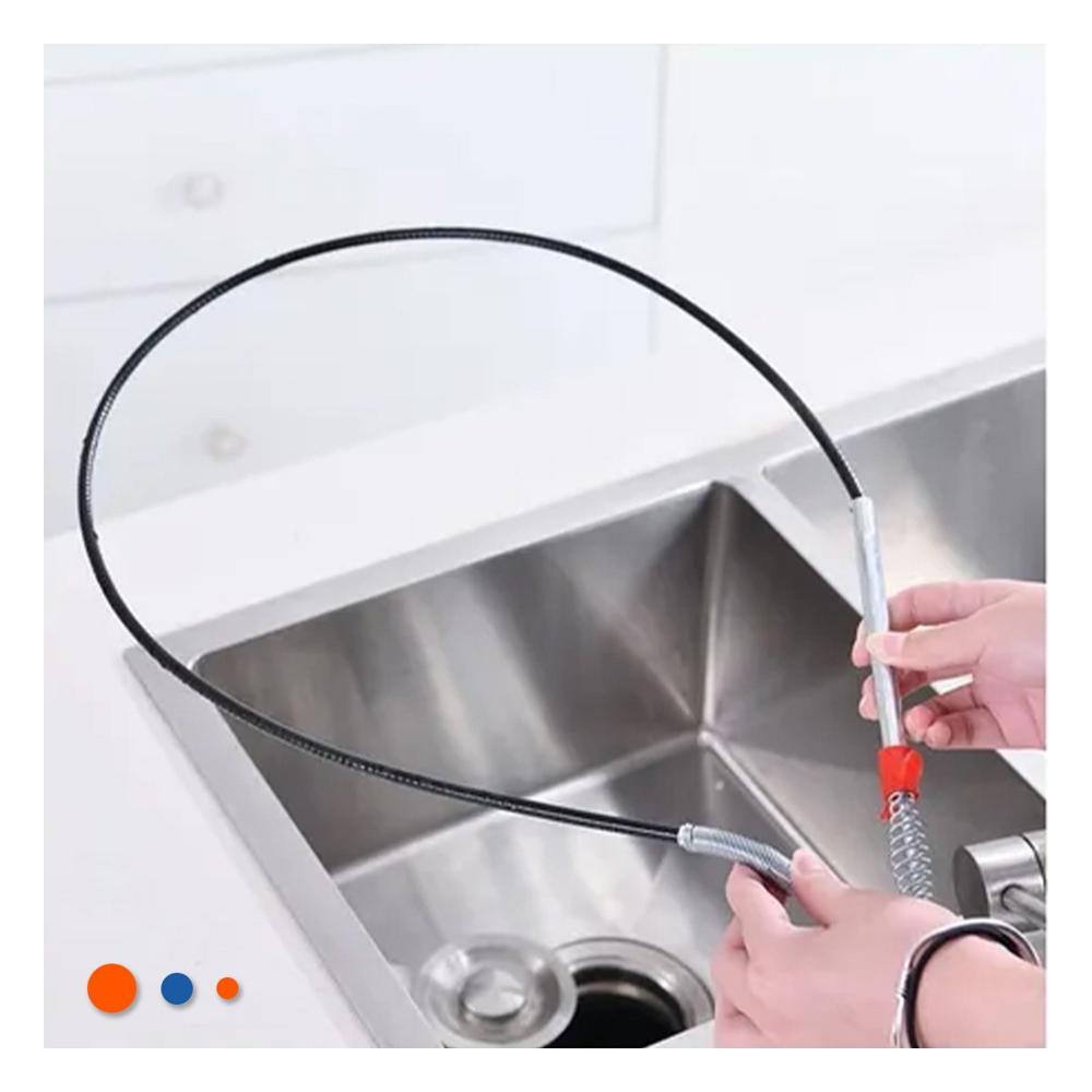Herramienta Desatoradora con Gancho Flexible para Tuberias Color Negro Hogar