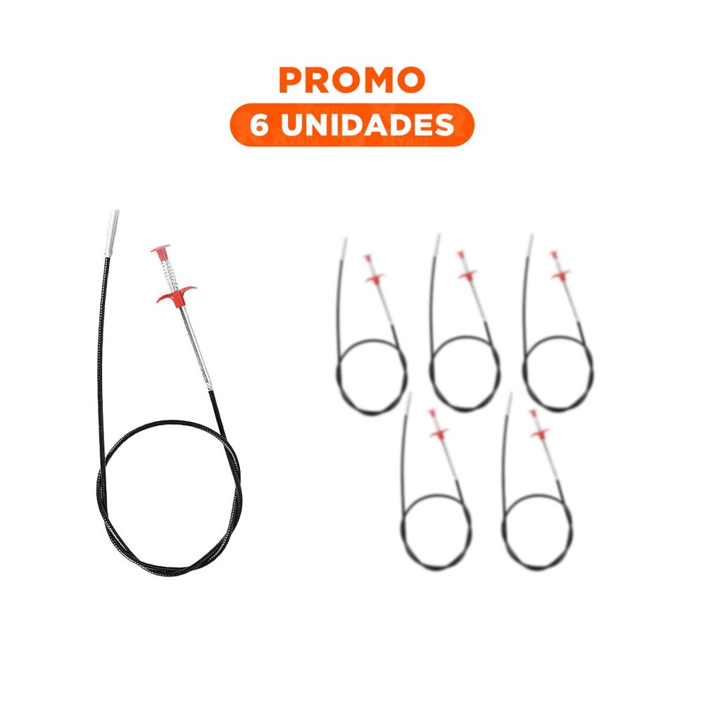 Pack6 Sistema Desatorador con Gancho Flexible para Tuberias Negro Hogar