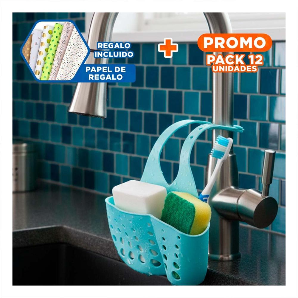 Pack12 Repisas Colgante Celeste para Esponjas y Accesorios 19x15cm Y+Papel Regalo