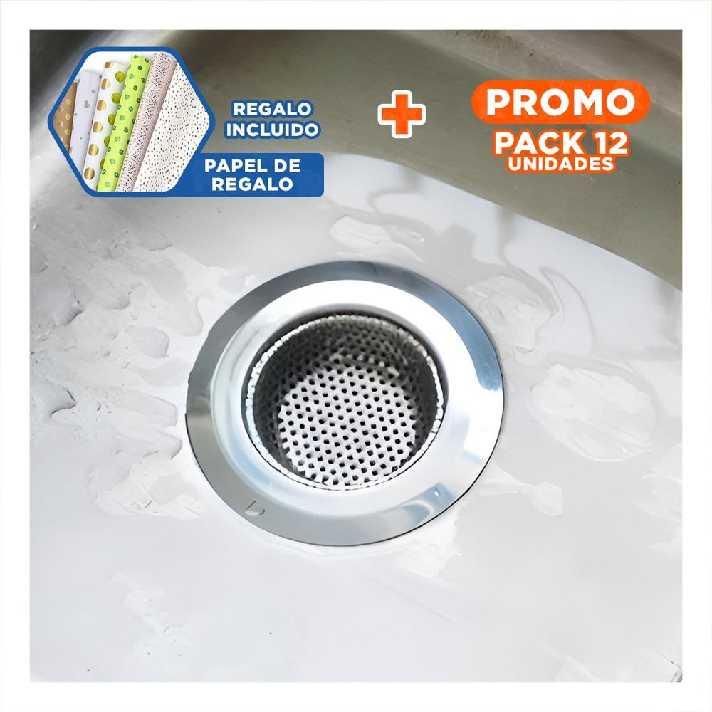 Pack12 Rejilla de Filtrado para Drenaje Plateado con Medida 7cm y Uso Diario Y+Papel Regalo