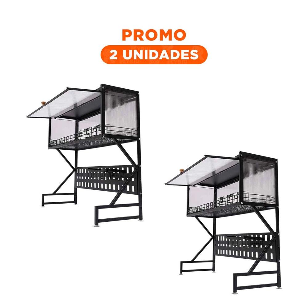Pack2 Escurridor Negro para Lavadero de Cocina con Gabinete Superior