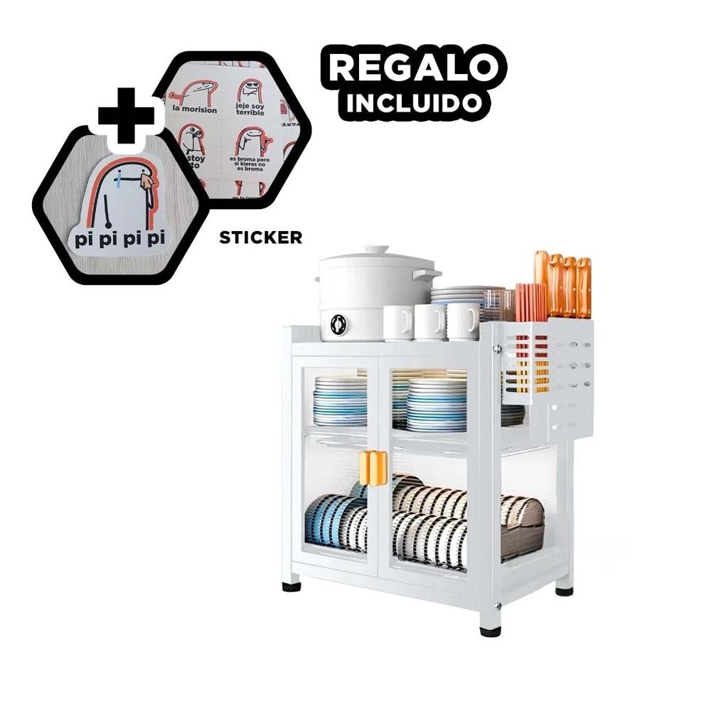 Estructura de Platos con Puertas y Sistema de 2 Niveles Blanco Y+Regalo Sticker