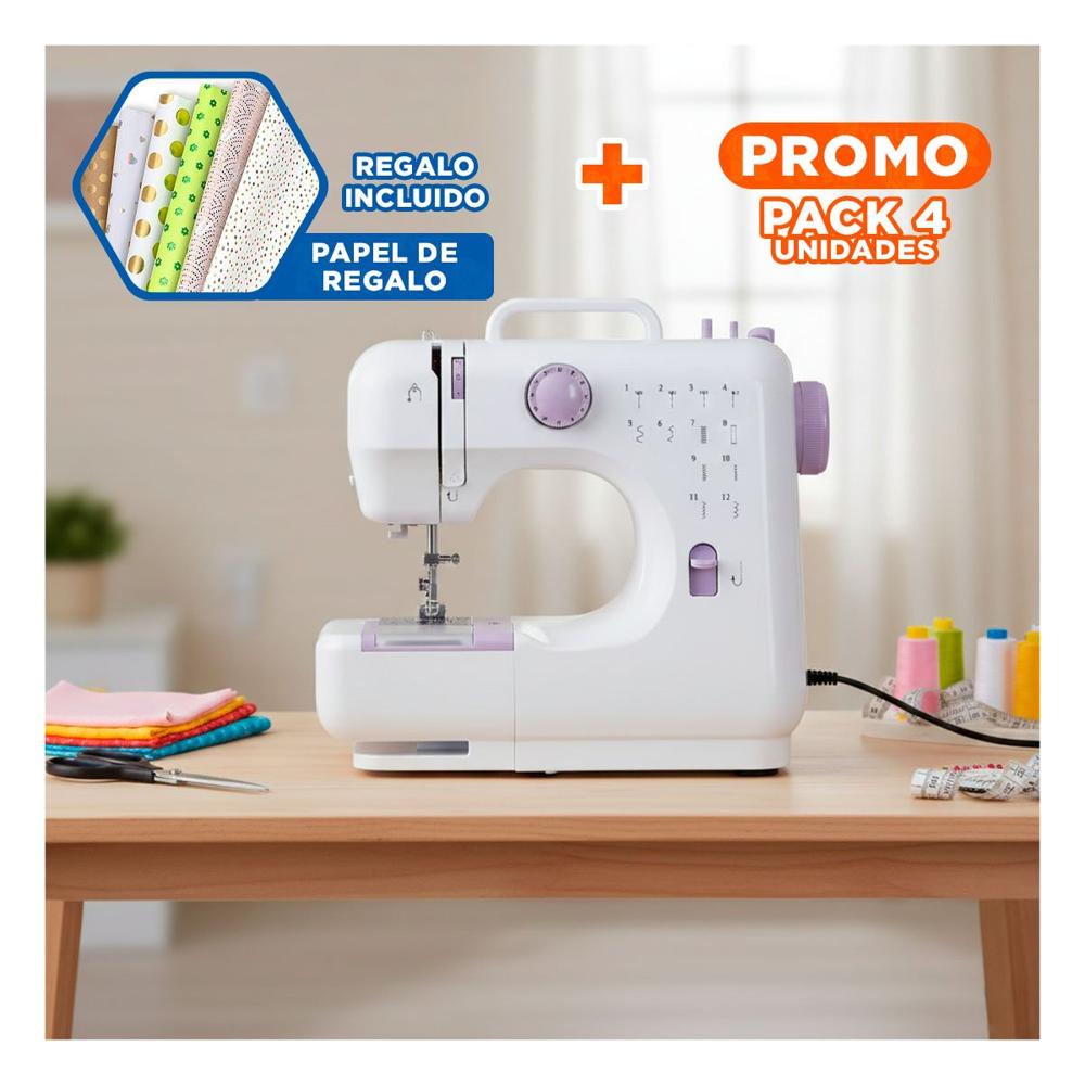 Pack4 Cosedora desarrollada para Practicidad Domestica en Color Blanco Portatil Y+Papel Regalo