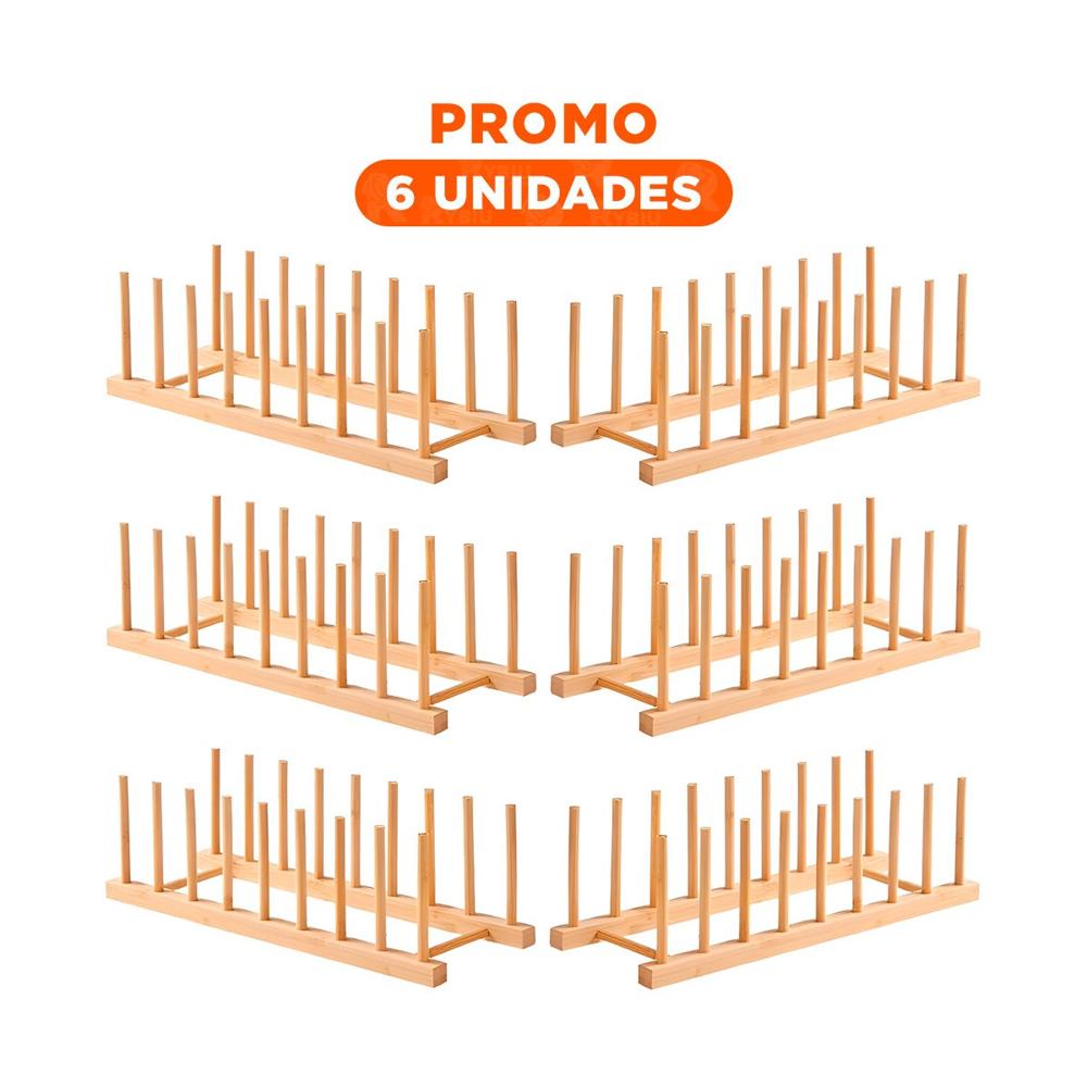 Pack6 Modulo Multiuso de Bambu con Ocho Divisiones para Clasificacion Color Madera