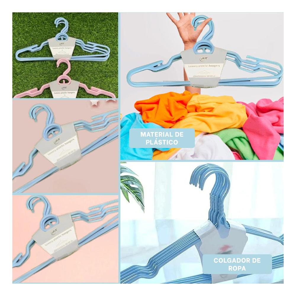 Colgador Redondo de Plastico Celeste Circulo en Medio de 4 Piezas para Ropa