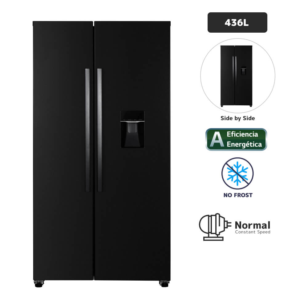 Refrigeradora BLACKLINE 436L No Frost SBS442L Black Inox