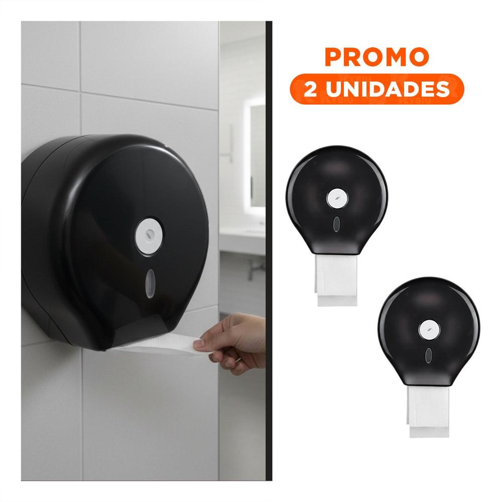 Pack2 Porta Objetos Multifuncional para Papel Higienico Jumbo Negro Versatil Gota