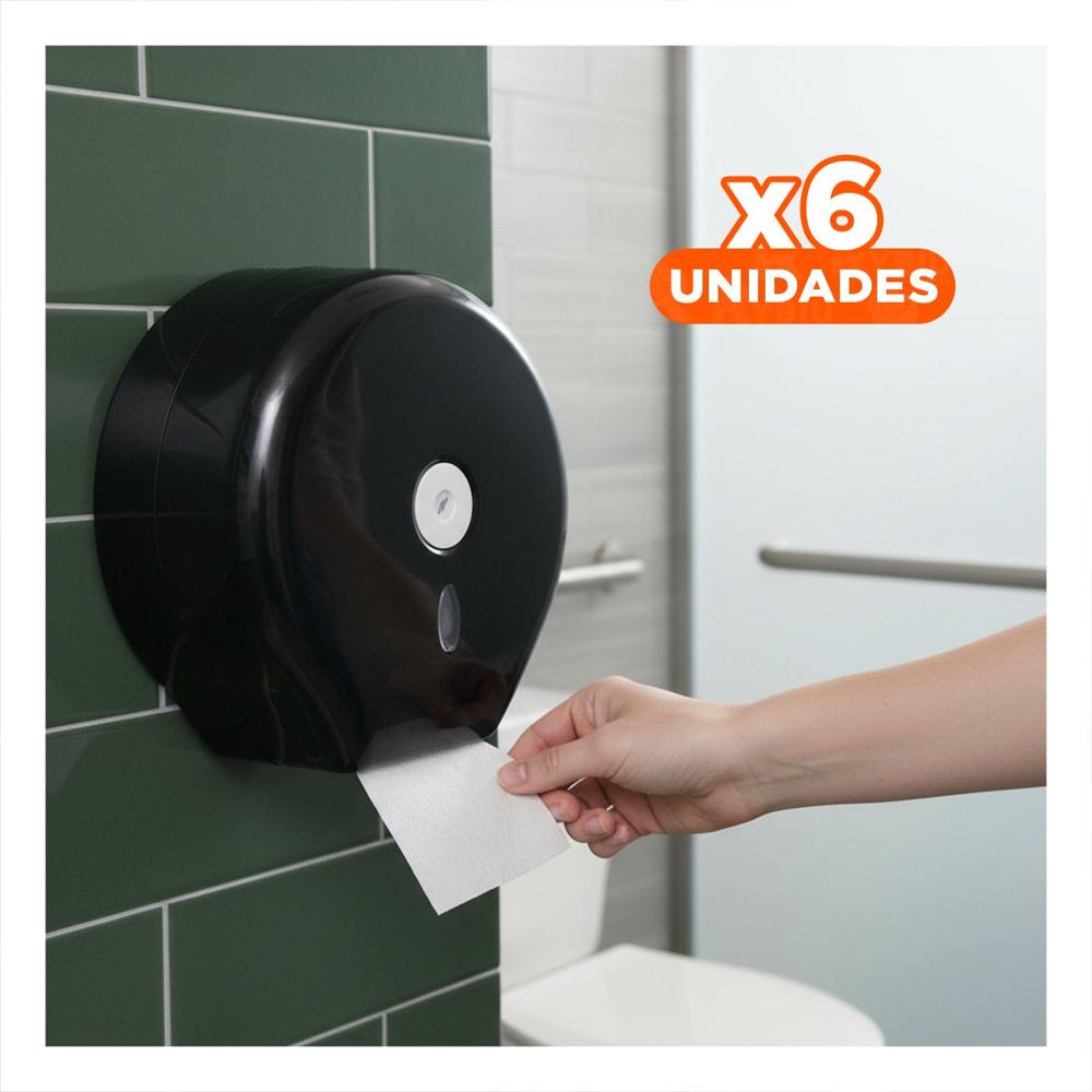 Pack6 Soporte de Pared para Papel Higienico Jumbo Negro Facil de Usar Gota Y+Regalo Sticker