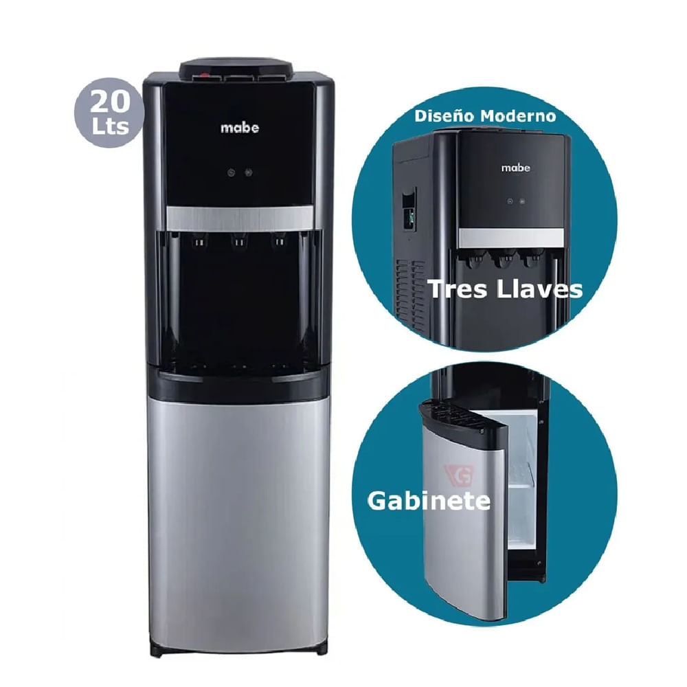 Dispensador de Agua de 20 Litros con conservador Mabe MXCF05PFS Negro