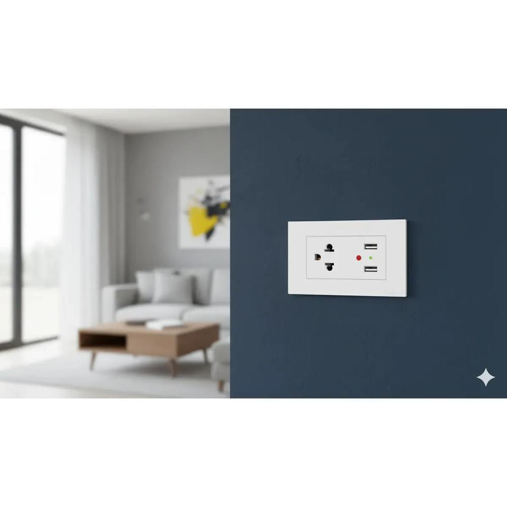 TOMACORRIENTE UNIVERSAL BLANCO 15A-250V MAS 2 USB DC5V - 2100mA PACK 2