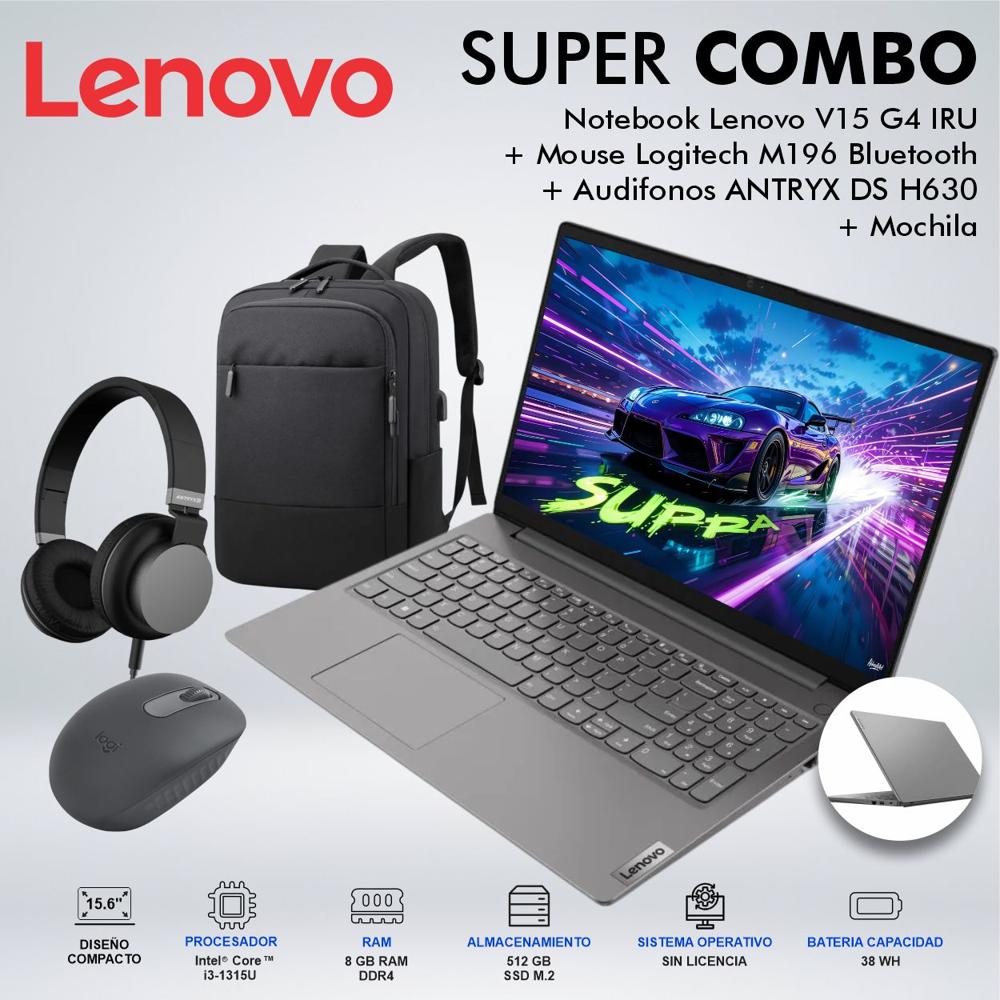 LAPTOP LENOVO V15 G5 IRU INTEL CORE i3-1315U MEMORIA 8GB DDR4 DISCO 512GB SSD M2